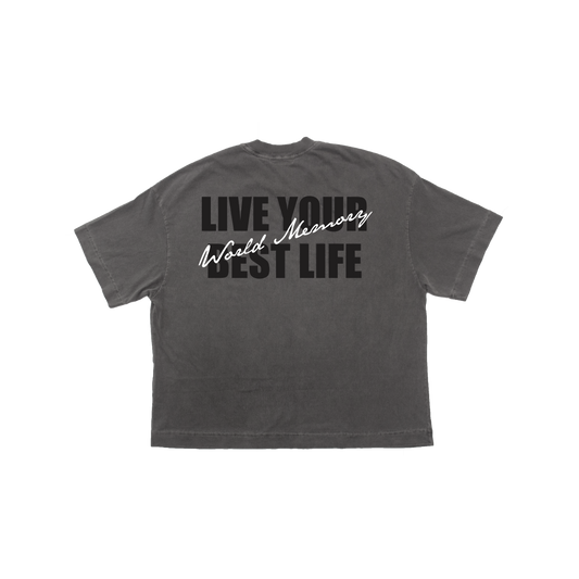CAMISETA CINZA LIVE YOUR BEST LIFE