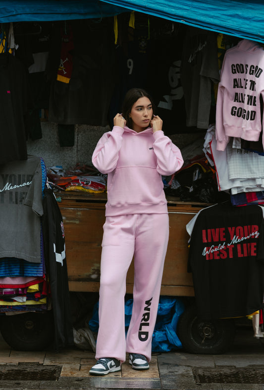 CALÇA MOLETOM ROSA WRLD